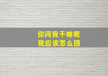 你问我干啥呢 我应该怎么回